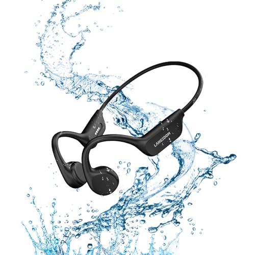 Image of Bone Conduction Headphones IPX8 Swimming Waterproof Dustproof Sweatproof MP3 Player Headset Underwater Music Player 32GB Memory, Open-Ear Wireless Bluetooth 5.4 with Mic for Running, Cycling, black