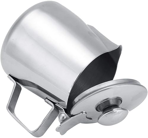 Miniatura 7 de Taza de espuma de leche, jarra de vapor de café espresso de acero inoxidable con tapa, taza de espuma de leche, jarra de vapor para café con leche