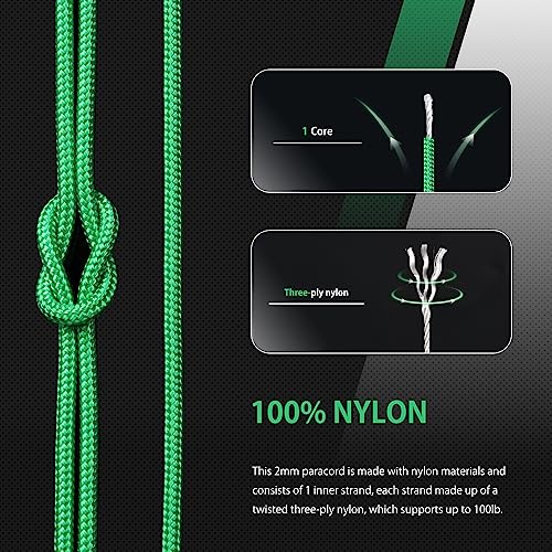 Abma Cord Paracord 100 lbs 2mm 100% Nylon 30M - Jade green, Solid-jade Green, 30 Meters - Image 3