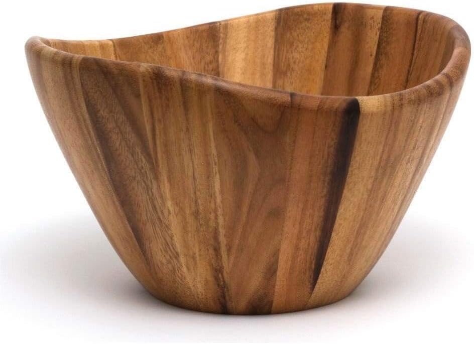 Lipper International Acacia Wave Serving Bowl for Fruits or Salads, Large, 12" Diameter x 7" Height, Single Bowl: Serving Bowls: Kitchen & Dining