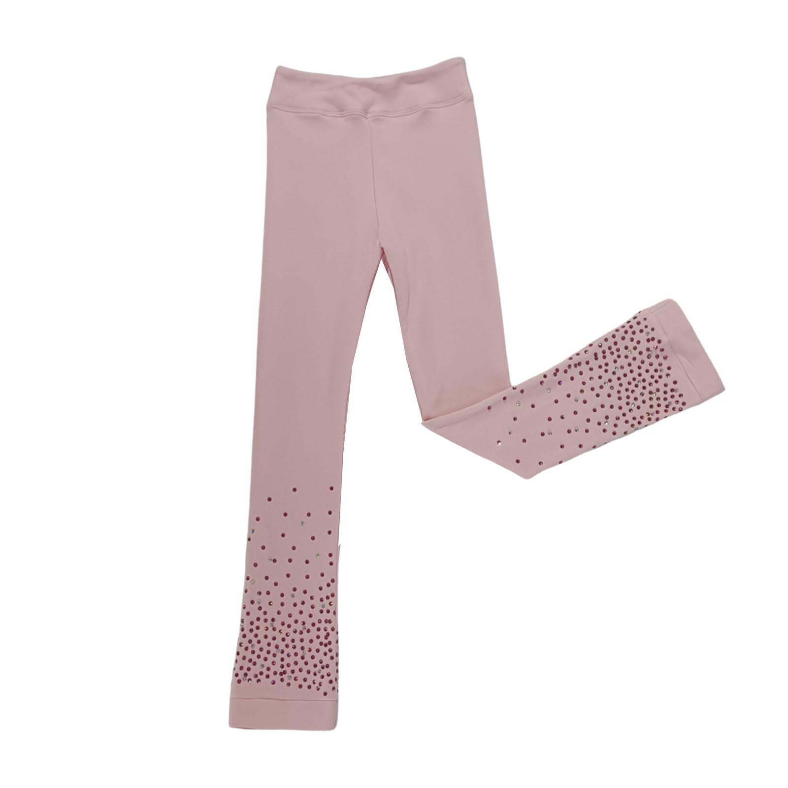 LIUHUO Figure Skating Pants Girls Women Pink Polyster Fleece Quality Stones Ice Skating Leggings