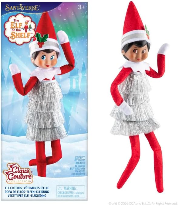 The Elf on the Shelf Blue Eyed Girl with Claus Couture Tiny Tinsel Dress
