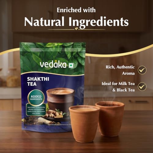 Image of Amazon Brand - Vedaka Shakthi Tea 1 Kg | Strong Assam Tea Powder | Bold Kadak Taste | No Artificial Flavours | Daily Use Chai
