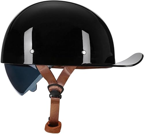 Casco abierto de estilo vintage retro para motocicleta, gorra de béisbol, medios cascos con lente desplegable para hombres y mujeres, ciclomotor,