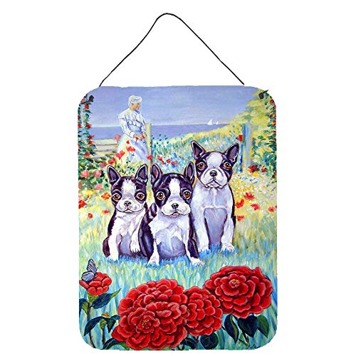 Caroline's Treasures 7005DS1216 Boston Terrier Trio Wall or Door Hanging Prints Aluminum Metal Sign Kitchen Wall Bar Bathroom Plaque Home Decor Front Door Plaque, 12x16, Multicolor