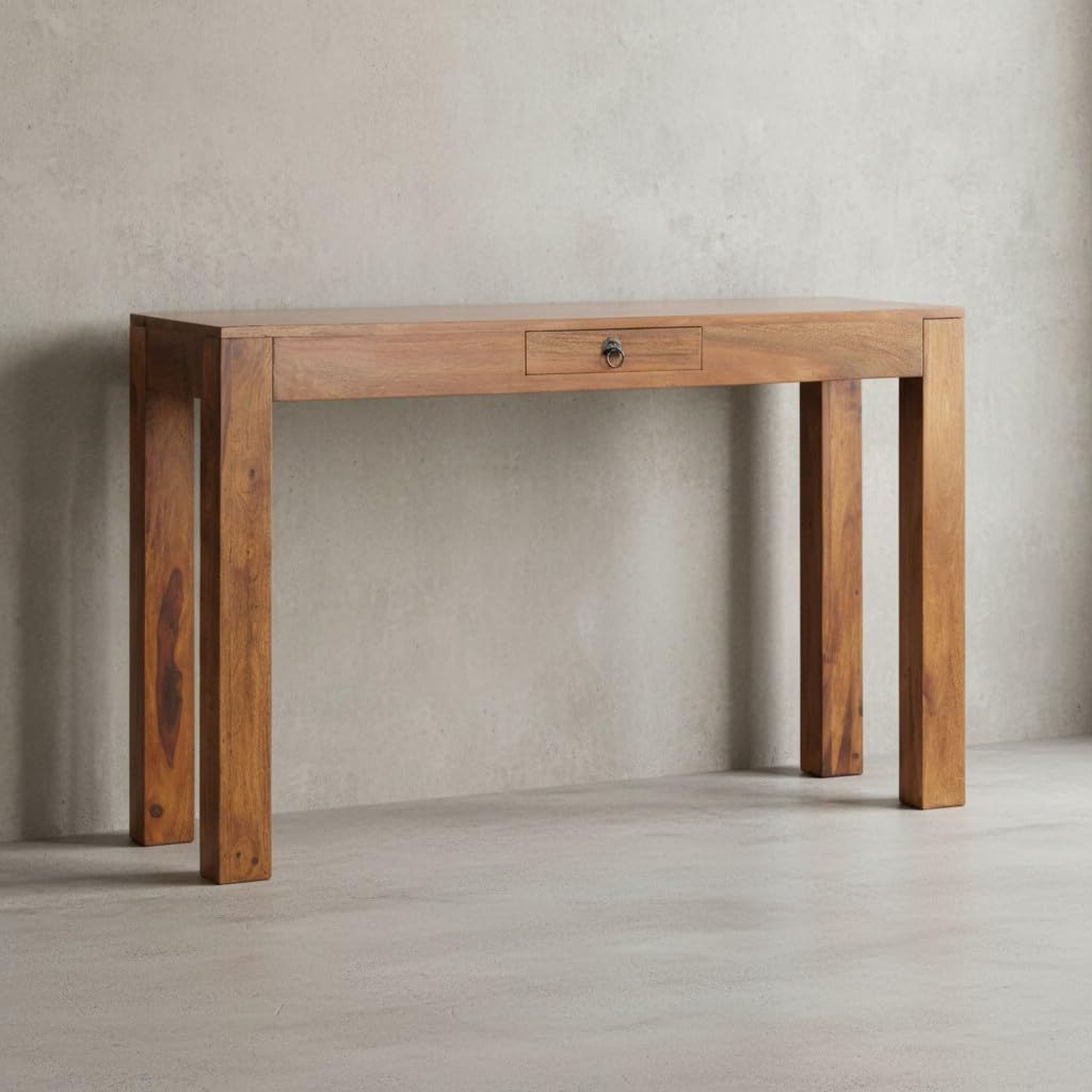 Table Console en Bois Massif 110 cm avec Bureau de Coiffeuse tiroir
