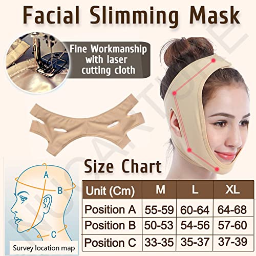 Image of Face Slimming Belt, Double chin fat reducer cheek slimmer and change face shaper wrinkle remover elastic strap, V Shape facial belt for women and men (XL,Beige),1 count