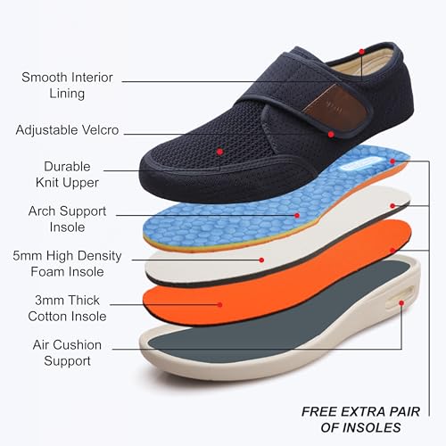 youyun Orthopedic Shoes for Men, Wide Fit Slip On Sneakers for Diabetics, Plantar Fasciitis and Swollen Feet Support, Lightweight Comfort and Breathable (Size 8-13.5)3