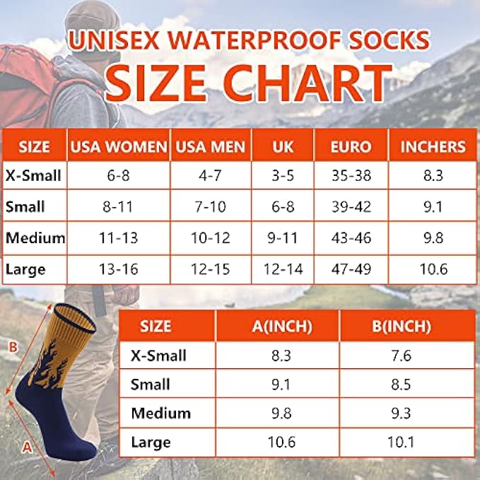 IZL waterproof Waterproof Socks for Men Women, Breathable Moisture Wicking Waterproof Socks for