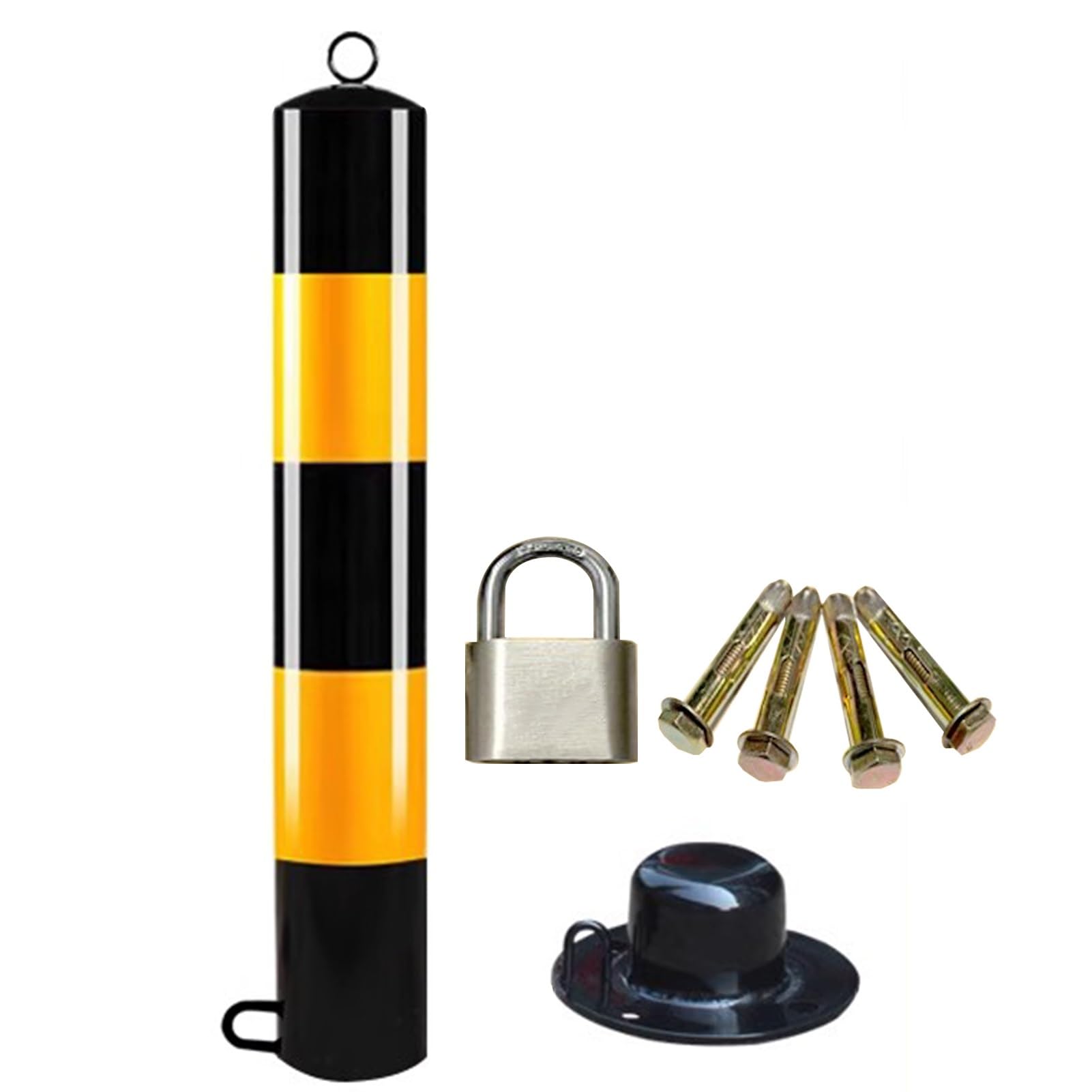 Bollard de Sécurité Borne De Sécurité Avec Base Amovible Et Verrou, Bornes De Sécurité En Tube D'acier De 7,6 Cm De Diamètre Pour Le Contrôle De La Circulation Barrière D'allée Poteau De Stationnement