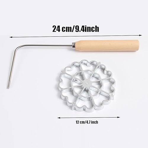 Miniatura 3 de Moldes para bunuelos con asa, juego de moldes de hierro roseta de 4.7 pulgadas, molde para hacer galletas de aluminio para panfletes, molduras de