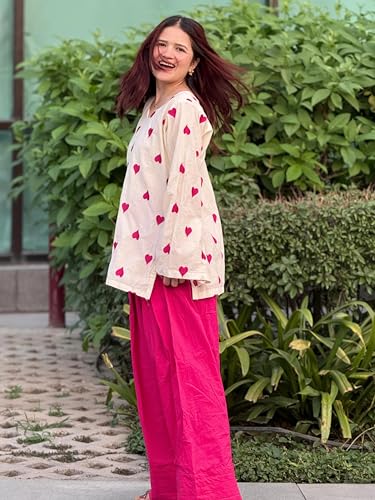 Image of ANNI Designer Farshi Salwar Suit for Women Viscose Embroidered | Co Ord Set for Woman | Straight Kurta Palazzo Outfit Round Neck V Slit Long Sleeve Ethnic Dress Womens Clothing