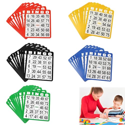 THQAE 50pcs Cartones Bingo, Cartones Bingo para Bingo Juego de Mesa Adulto, Reutilizables