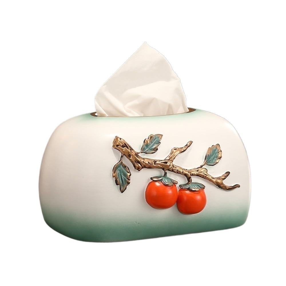 Tissue Holder Dispenser Ceramic Tissue Box Persimmon Pattern Gradient Color Household Living Room Decorative Ornaments for Living Room