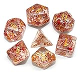 HD Dice DND Polyhedral Dice Set RPG Dice for Dungeons and Dragons Pathfinder Role Playing Games Table Games Transparent Dice with Glitter & Silver Red Petal Dice