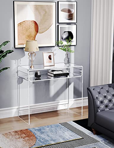Solaround ZZ001 Acrylic Desk Laptop Study Table Home Office Console Table Entrance Table thumb #6