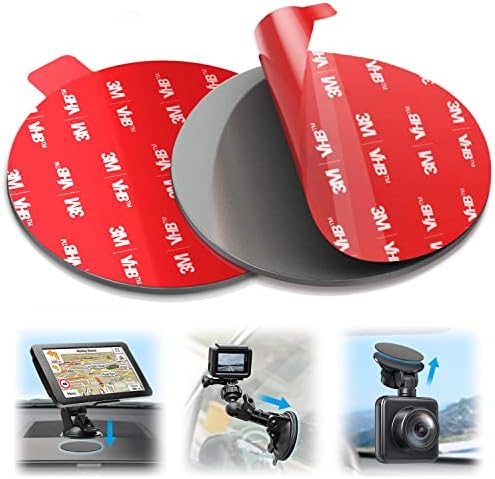 Sticky Adhesive for Dash Cam Suction Cup Mount, VOLPORT 90mm 3M Circle Heat Resistant Double Sided Extra Strong Mounting Tape Pad Replacement for Car Boat Dashboard Windshield Camera GPS Sucker Holder