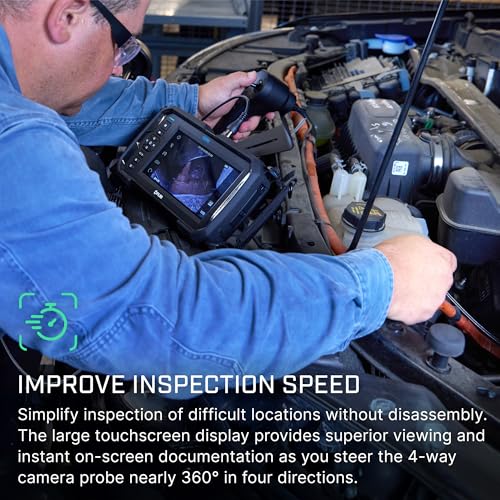 Image of FLIR VS80 4-Way Articulating Probe Videoscope Kit with 3.9mm x 2m Long Probe | 4-way articulating probe, VS80 display, metal case, straps, headset, image and video capture
