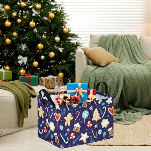 Image of Christmas Gift Storage Basket Rectangle Storage Organizer for Nursery Hamper Home Bedroom Laundry Hamper Shelf Baskets.