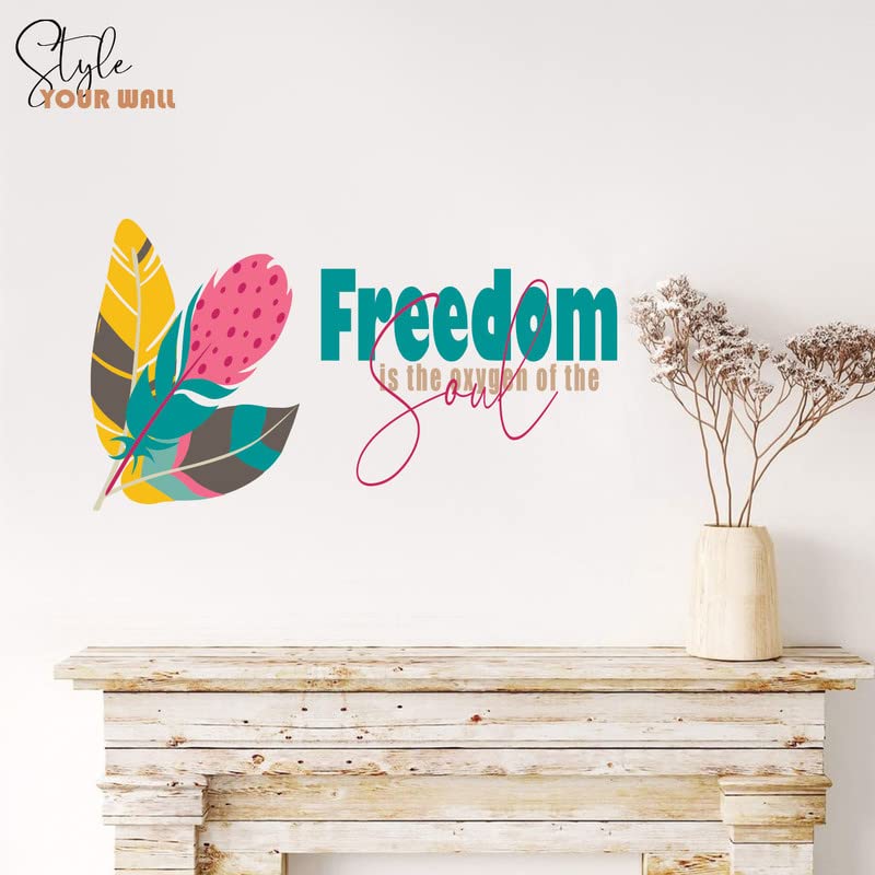 Image of Kotart - Feather and Quotes Printed Wall Decals /Stickers for Home and Living Room Wall Decor