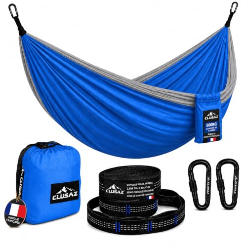 Hamac Double Extérieur 2 Personnes 300x200cm – 500kg Ultra-Résistant – Nylon Ripstop Diamond – sans Nœuds 60 Sec – Mousquetons Lisses – Sac...