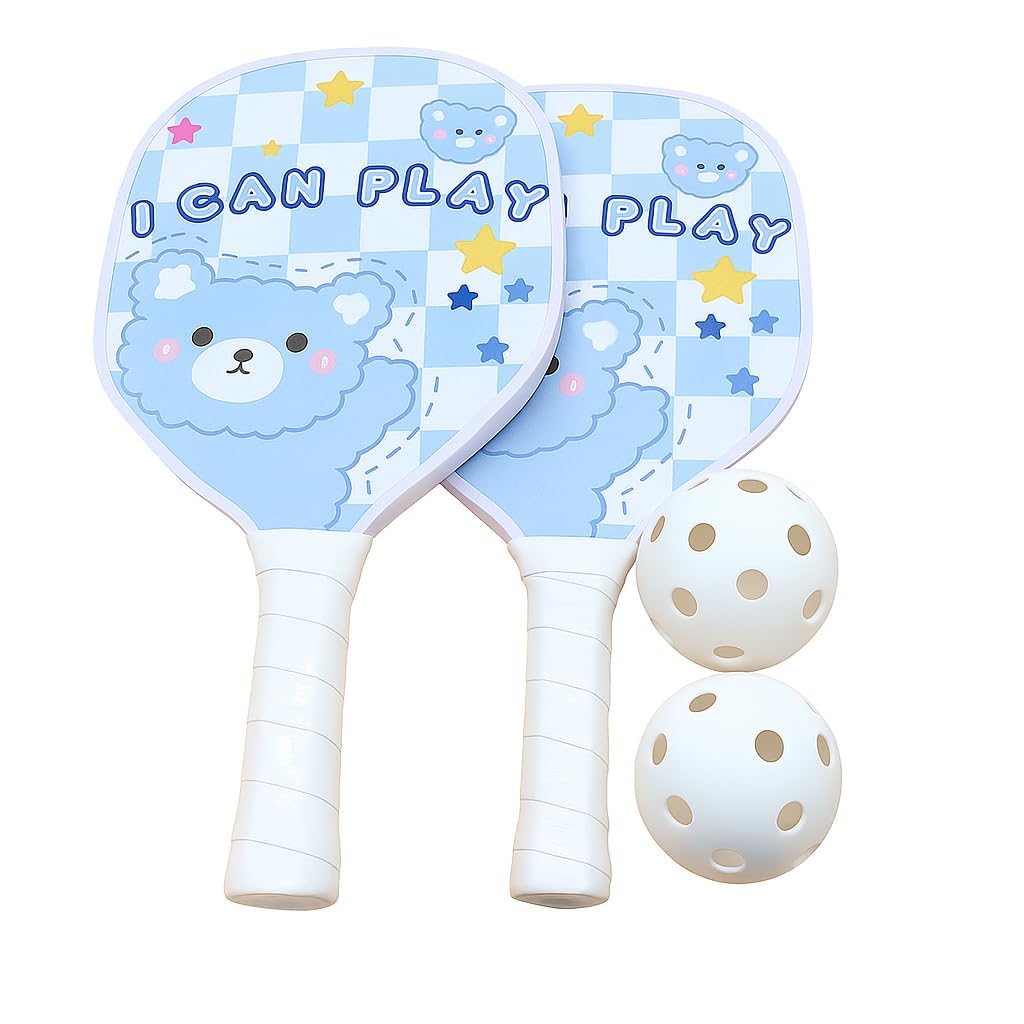 Pickleball Paddle Set of 2 | 14 mm Fiberglass Surface | PP Honeycomb Core | Lightweight Paddle with Comfort Grip | Includes 2 × 26-Hole Balls & Carry Bag (2 Blue Panda Racket + 2 Ball)-image-16