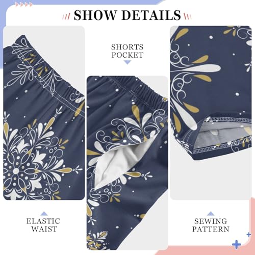 Boys' Pants Blue Elegant Snowflake Christmas Long Bottoms Jogger Pants Elastic Waist Trousers with Pockets S-XL4