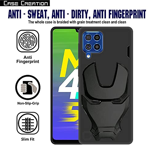 Image of COVERLY Official 3D Touch Feel Trending Real Hero Avenger Logo Mask Soft Rugged Grip Iron Man Super Power Cartoon Movie Engraved Silicone Matte Strong Back Cover for Samsung Galaxy M42 (2020) - Black
