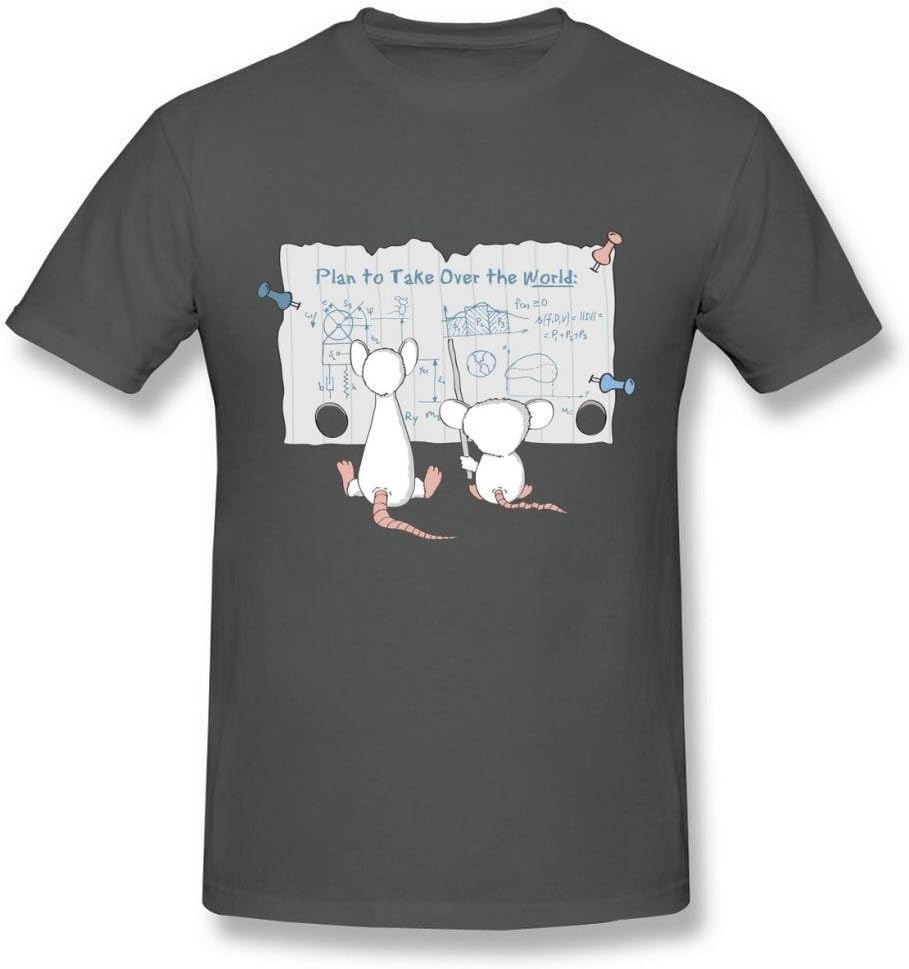 Edwina Erin Men's Pinky and The Brain Talking Over The World Mouse Black T Shirt Large