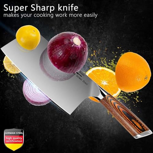 Aroma House Hackmesser, Chinesisches Kochmesser 7 Zoll - Hack Messer Hochwertigem Edelstahl Hackbeil...