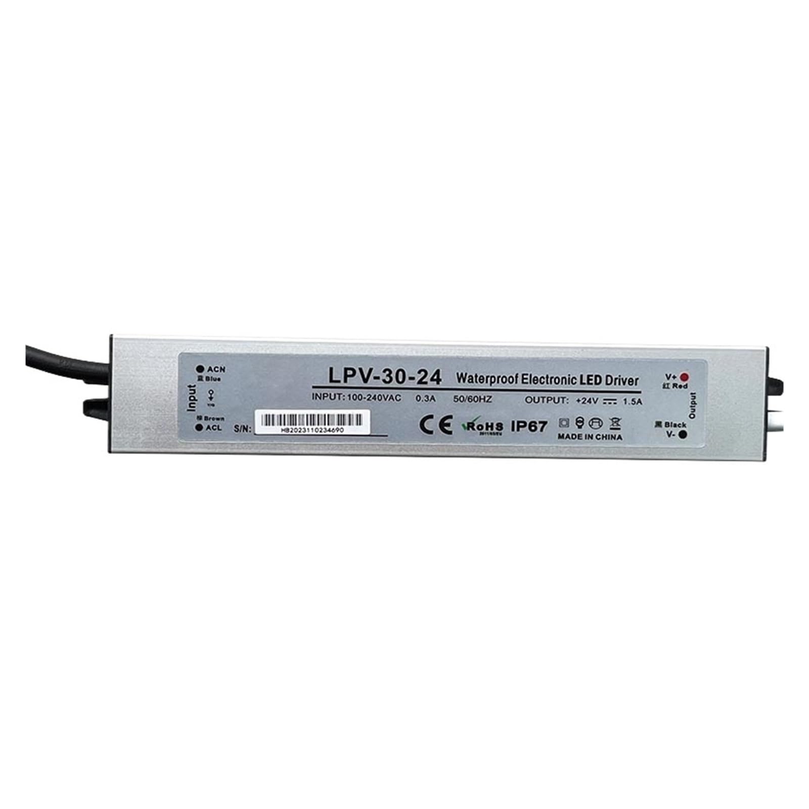 Transformateur extérieur 12V DC à tension stable pour ruban LED étanche