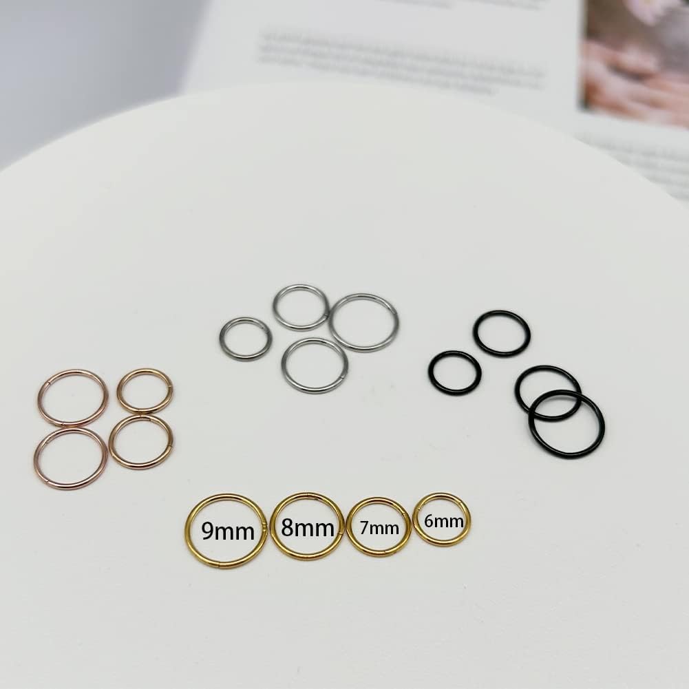 KREZIP Gold Nose Ring Hoop 16G 18G 20G 316L Stainless Steel Hinged Nose Ring Septum Rings Cartilage Daith Tragus Helix Hoop Earrings Hypoallergenic Body Piercing Jewelry for Women Men Girls - Image 2