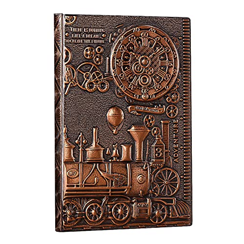 Carnet de notes en cuir avec couverture en forme de train 3D, journal de voyage vintage en polyuréthane, couverture rigide, papier épais, cadeaux pour homme et femme, 21,6 cm, 100 feuilles Cover