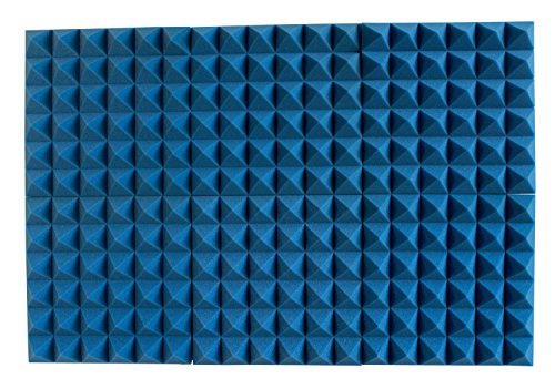 Foamily 6 Pack - Ice Blue Acoustic Foam Sound Absorption Pyramid Studio Treatment Wall Panels, 2" X 12" X 12" - Thumbnail 2