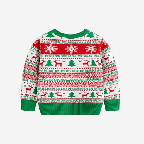 Baby Kids Christmas Sweater, Long Sleeve Crew Neck Deer Snowman Warm Winter Sweater Clothes for Girls Boys3