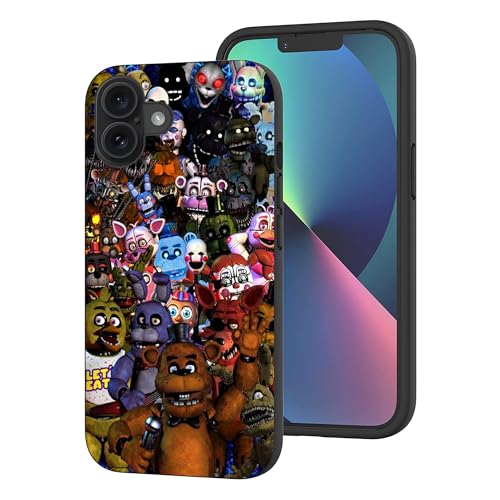 BOXUEZHENU Compatible with iPhone 16 Case, Shockproof Full Body Phone Protective Case Cover for Women Men(Whimsical-Five-Nights-Freddy-3)