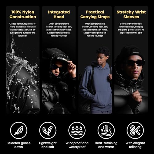 NoirGold Men's Winter Puffer Jacket - Goose Down, Thick Down Jacket, Sizes S-XXL.4