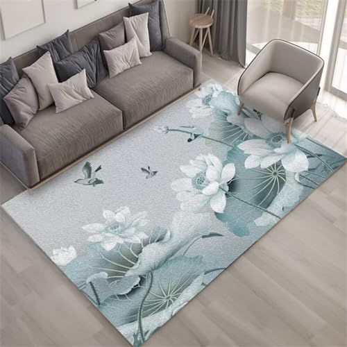 Tapis chambre ado fille classique bleu clair doux pour salon - 2