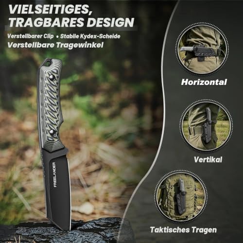 Freelander Survival Messer Feststehende Klinge Outdoor Messer, Grau – Ansicht 5