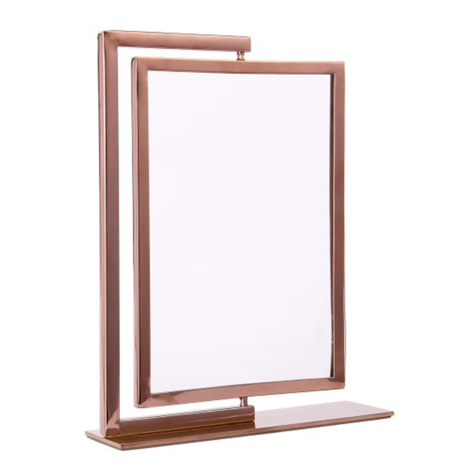 Uchwyt na znak A4, obracana o 360°, metalowa ramka plakatowa, stojak reklamowy na biurko do biura/klasy, tablica informacyjna w kolorze różowego złota (25 x 6 x 30 cm)