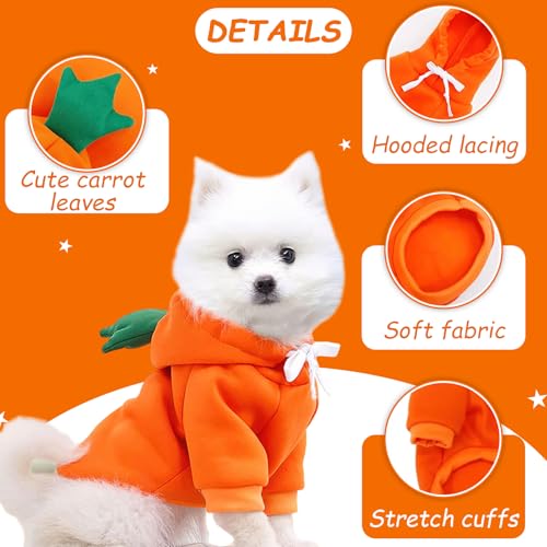 HundeKostüm Hoodie, Karotte Hundepullover mit Fleece, Warme Hunde Mantel, Weicher Hundesweatshirt, Kapuzenpulli Hund Overall, Kostüme Für Kleine Mittel, Hunde Katzen Und Haustiere M