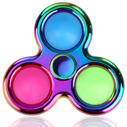 ATESSON Push & Pop Pop Bubble Sensory Fidget Toys Fidget Spinner Toys, Durable Stainless Steel High Speed Bearing Metal Hand Spinner Toys EDC ADHD Stress Relief Toys for Adults Kids