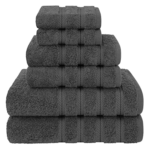23+ Cozy Small Facial Room Ideas for a Relaxing Retreat 3 American Soft Linen Luxury 6 Piece Towel Set, 2 Bath Towels 2 Hand Towel 2 Washcloths, 600 GSM 100% Cotton Turkish Towels for Bathroom, Dark Gray Towel Sets