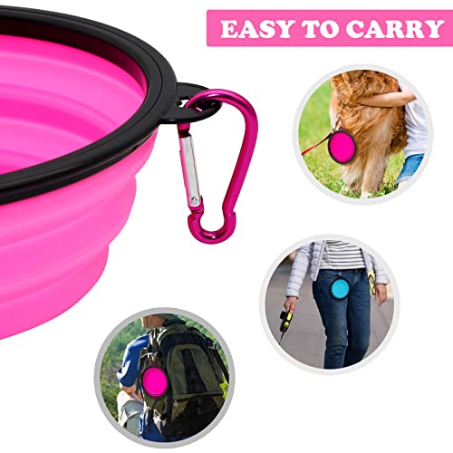 Image of 2-Pack Small Dog Travel Bowl, Collapsible Bowls for Dogs, Foldable Cat Water Bowl, Portable Pet Feeding Watering Traveling Dish (Pink & Light Blue)