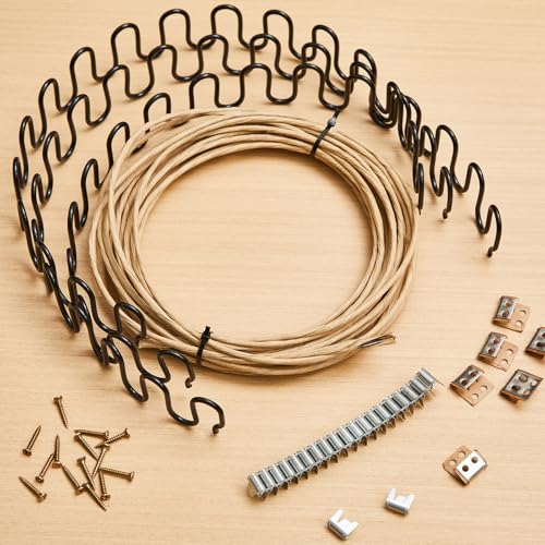 Image of MorningRo 8 Pcs 23 Inch Couch Upholstery Spring Repair Replacement Kit - 8 Heavy-Duty Springs, 16 Spring Clips, 64 Nails, 40ft Steel Stay Wire for Fixing Sagging Cushions in Sofa Recliner Chair
