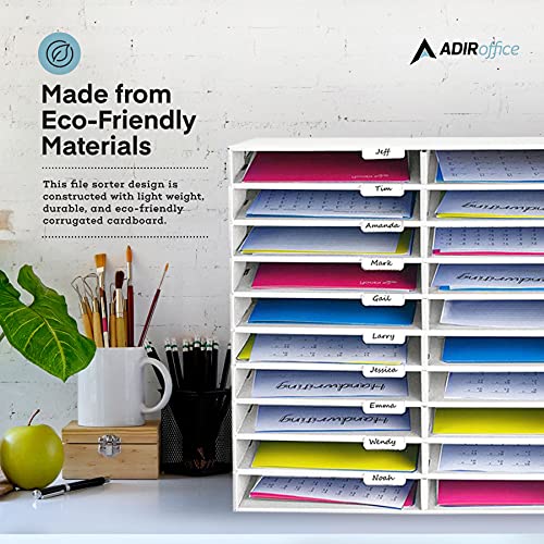 Adir File Sorter Literature Organizer - Mail Vinyl Craft Paper Storage Holder Corrugated Cardboard For Office, Classrooms, And Mailrooms Organization (30 Slots, White) #TOP4