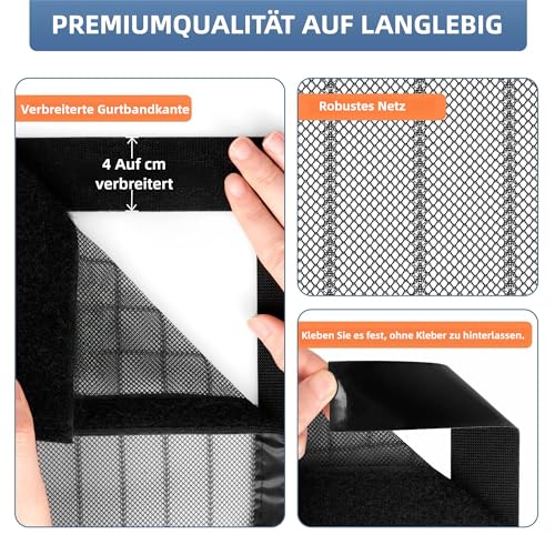 HOWIN Fliegenvorhang Balkontür Magnet, Fliegengitter Terrassentür Ohne Bohren 100x200cm, Moskitonetz Tür, Fliegenschutz Türen, Insektenschutz Balkon Tür, Fly Screen Door Magnetic(Schwarz)