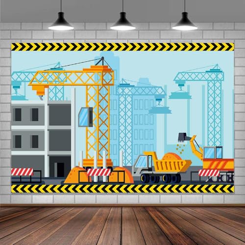 Fondo fotográfico 5x3 pies tema construcción para cumpleaños miniatura 2