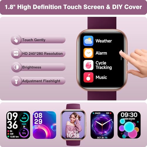 Image of Smart Watches for Women(Answer /Make Call), Alexa Built-in 1.8 inch HD Ladies Smartwatch with Heart Rate /SpO2 /Sleep Monitor, IP68 Waterproof Watch, Step Counter Fitness Tracker for iPhone /Samsung /Android