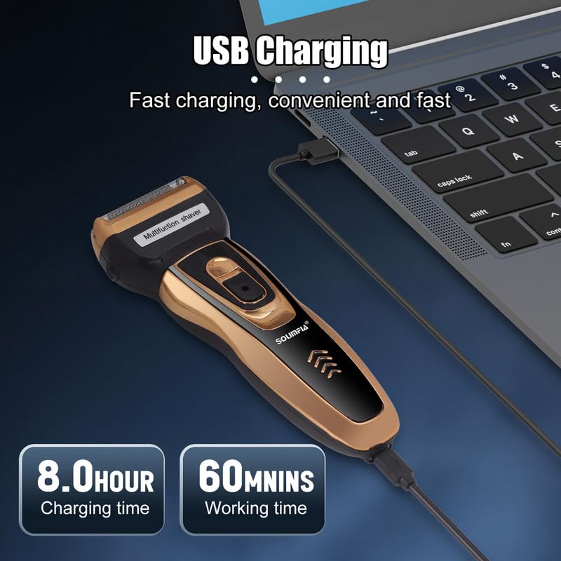 Image of SOLIMPIA HT-6273 3-in-1 Rechargeable Shaver Hair Clipper & Nose Trimmer Set, Beard & Moustaches Hair Machine Hair Clipper, Shaver & Nose Trimmer with Precision Blades